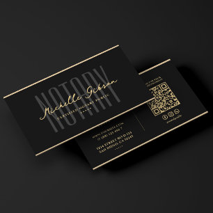 Carte De Visite Notaire public mobile en faux or noir pour la sign