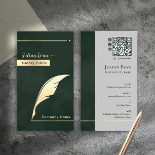 Carte De Visite Notaire Public Moderne Vert Émeraude Foncé Or Plum