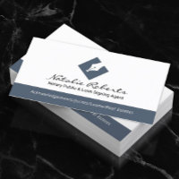 Notaire Public Pen Logo Loan Signer Agent Blue