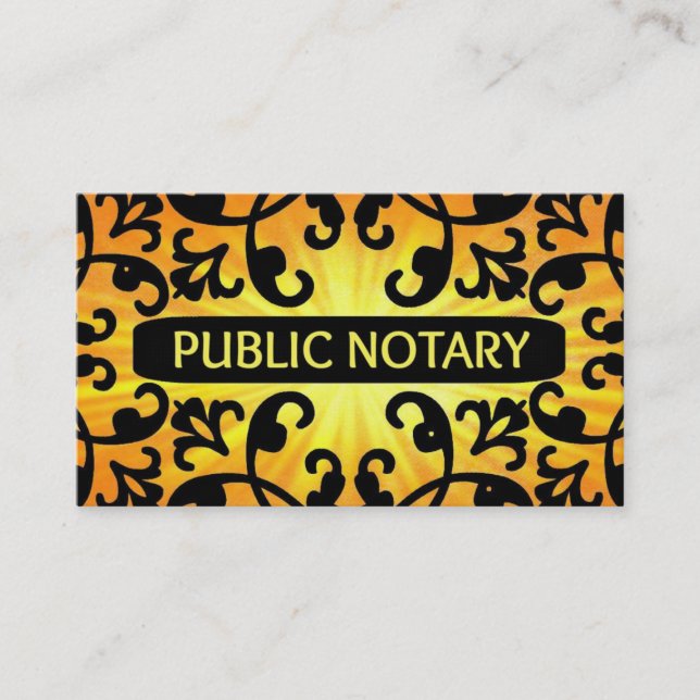Carte de visite Notaire Public Sunshine Damask (Devant)