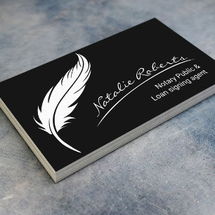 Carte De Visite Notary Loan Signing Agent Quill Signature Black