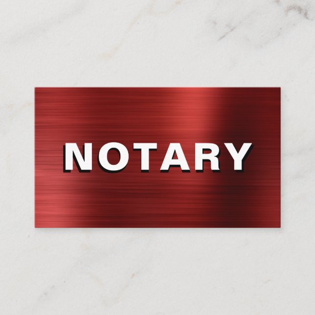 Carte De Visite *~* NOTARY PHOTO METAL RED Signer Agent  (Devant)
