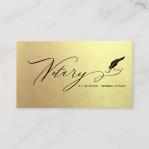 Carte De Visite *~* NOTARY PHOTO Quill Feather Signer Agent Gold