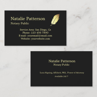 Carte De Visite Notary Services Black Modern Business Card