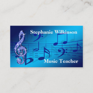 Carte De Visite Note bleue scintillante de musique