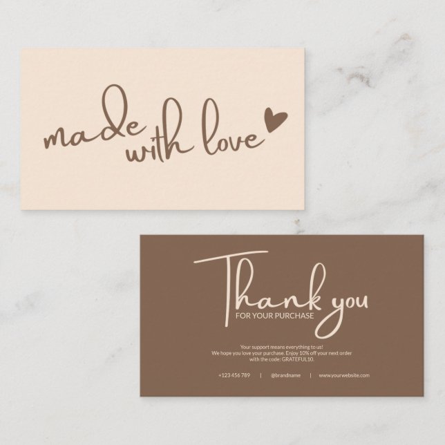 Carte De Visite Note pour les petites entreprises du Merci (Devant / Derrière)
