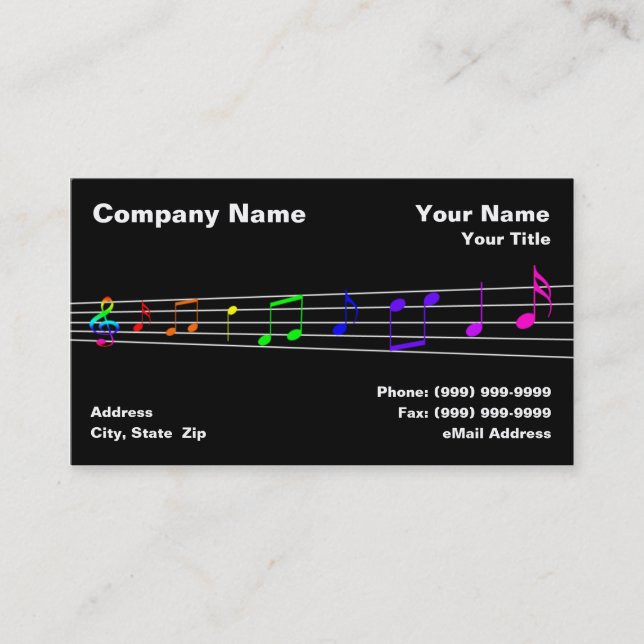 Carte De Visite Notes colorées de musique (Devant)