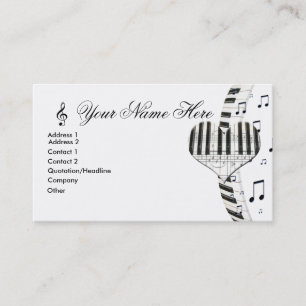Carte De Visite Notes de clavier et de musique de piano de coeur