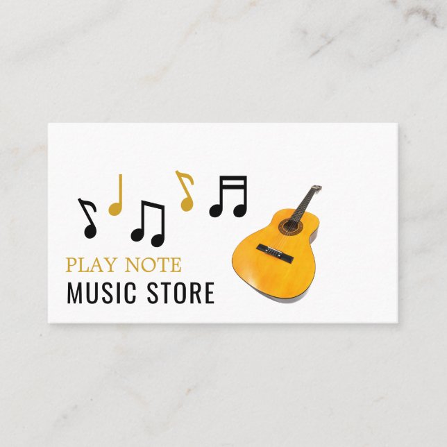 Carte De Visite Notes de guitare, boutique d'instruments de musiqu (Devant)