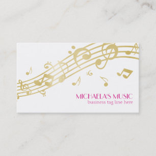 Carte De Visite Notes de marquage à chaud de musique d'or