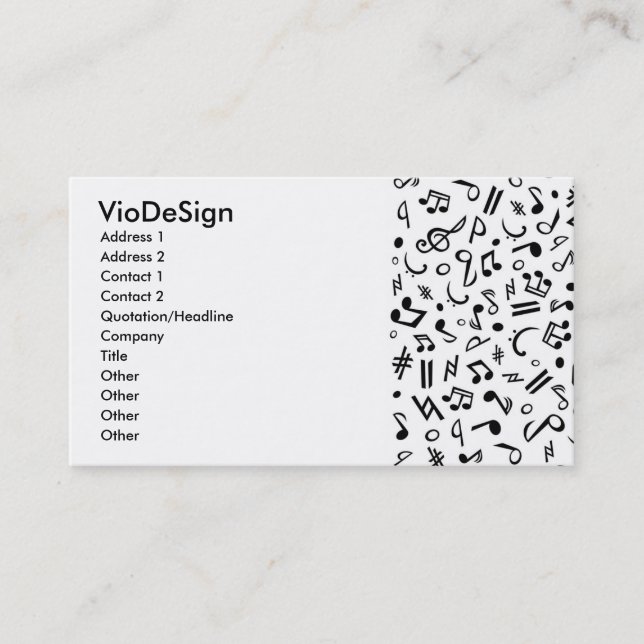 Carte De Visite notes de musique (Devant)