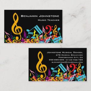 Carte De Visite Notes de musique colorée sur le noir
