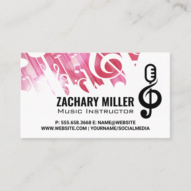 Carte De Visite Notes musicales Logo du microphone (Devant)