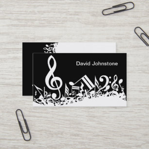 Carte De Visite Notes musicales personnalisées blanches mélangées 