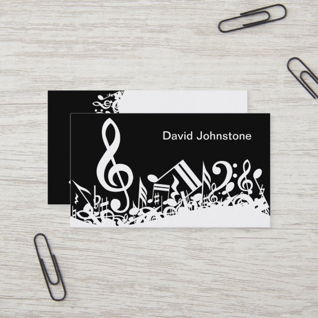 Carte De Visite Notes musicales personnalisées blanches mélangées  (Devant/Arrière en situation)