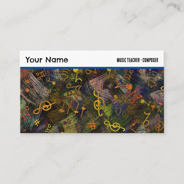 Carte De Visite Notes musicales sur Abstrait Arrière - plan Profes (Devant)