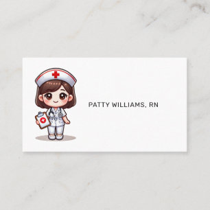 Carte De Visite Nourriture Manga mignonne avec cheveux Brown Brown