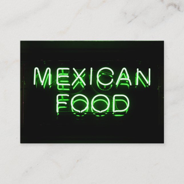 Carte De Visite NOURRITURE MEXICAINE - Panneau vert néon (Devant)