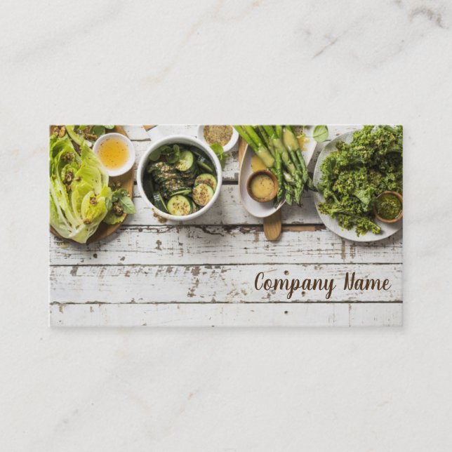 Carte De Visite Nourriture verte de végétarien de restaurant de (Devant)