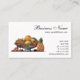 Carte De Visite Nourriture vintage, fruits assortis dans un bol