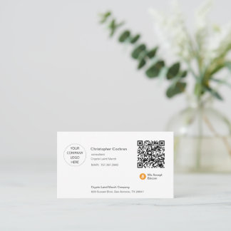 Carte De Visite Nous acceptons Bitcoin qr code blanc