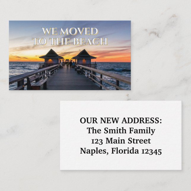 Carte De Visite Nous Avons Déménagé À Plage Naples Pier Floride (Devant / Derrière)
