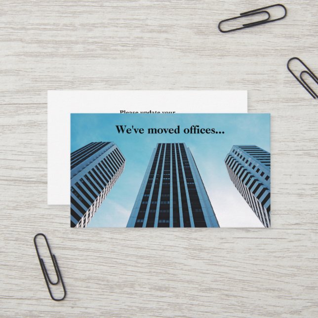 Carte De Visite Nous avons déplacé des bureaux Skyline Photo Movin (Devant/Arrière en situation)