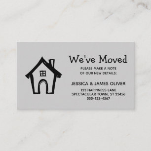 Carte De Visite Nous avons déplacé Little House Light Grey Faire-p
