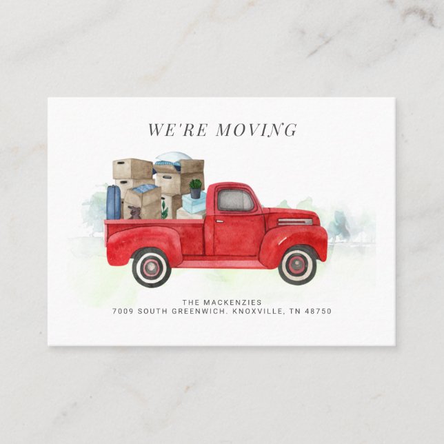 Carte De Visite Nous déménageons Camion rouge Changement d'adresse (Devant)