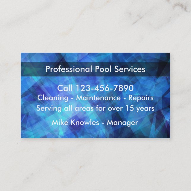 Carte De Visite Nouveau service de piscine (Devant)