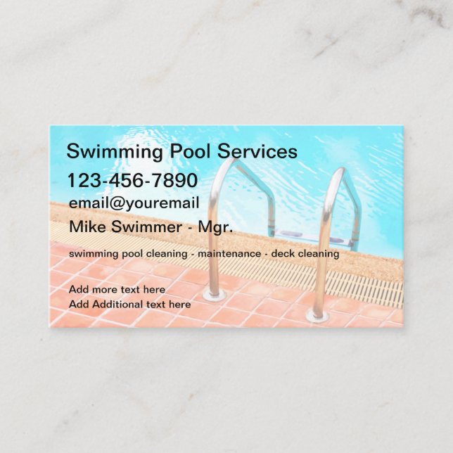Carte De Visite Nouveau service de piscine (Devant)