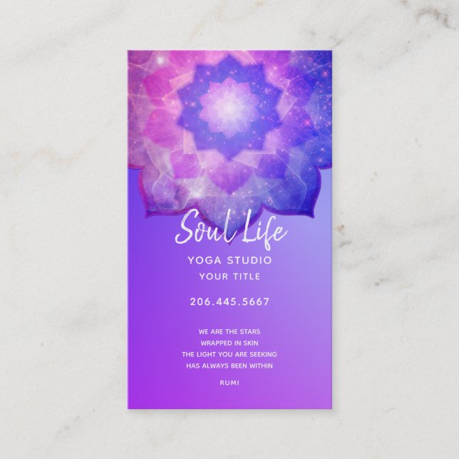 Carte De Visite Nouvel âge | Violet Lotus Méditation Mandala (Devant)