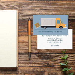 Carte De Visite Nouvelle adresse Changement Camion de déménagement