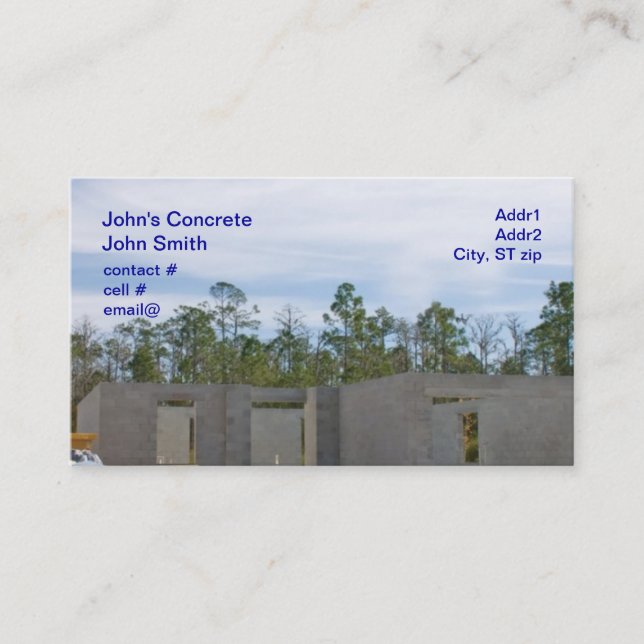 Carte De Visite nouvelle maison de bloc de béton (Devant)