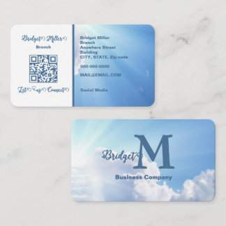 Carte De Visite Nuage de Ciel Bleu Élégant QR Entreprise