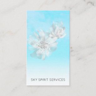 Carte De Visite *~* Nuages Bleus Ciel Parties scintillant Fleurs Q