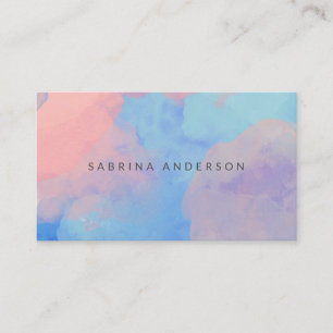 Carte De Visite Nuages d'aquarelle Abstraits en bleu et rose