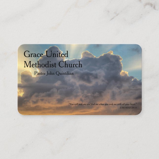Carte De Visite Nuages de tempête du coucher du soleil Ministre ch (Devant)