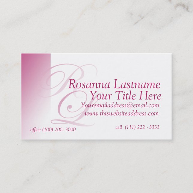 Carte De Visite Nuances de rose monogramme personnel (Devant)