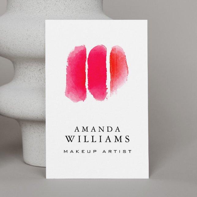 Carte De Visite Nuancier de maquillage d'aquarelle rouge (Créateur téléchargé)