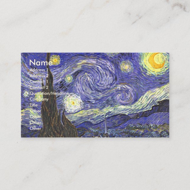 Carte De Visite Nuit étoilée par Vincent van Gogh (Devant)