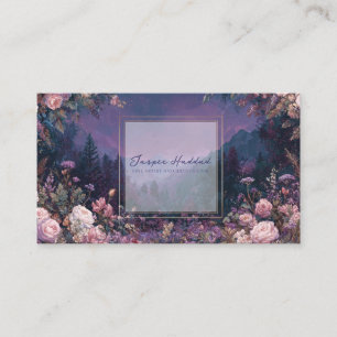 Carte De Visite Nuit Lumineuse Bleu Floral