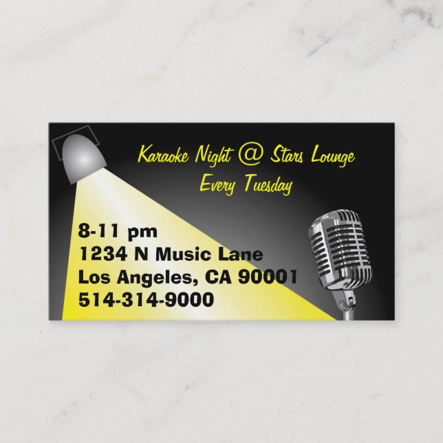 Carte De Visite Nuit ouverte du karaoke MIC (Devant)