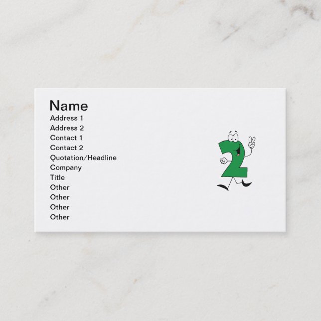 Carte De Visite Numéro 2e Anniversaire Tshirts et cadeaux (Devant)