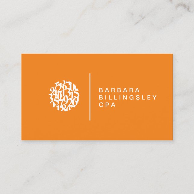 Carte De Visite Numéro moderne Logo Orange Comptable (Devant)