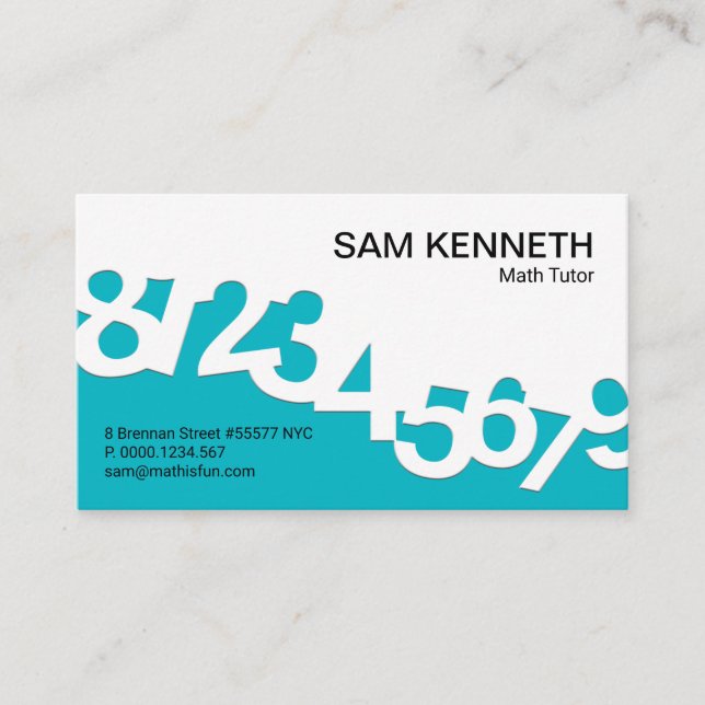 Carte De Visite Numéros de danse bleue Wave Math Tutor (Devant)