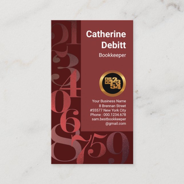 Carte De Visite Numéros de finance rouge chatoyant Conserver (Devant)