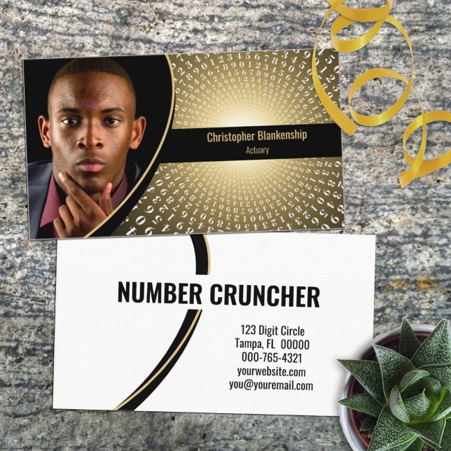 Carte De Visite Numéros de spirale blanche sur photo personnalisée (Custom photo front and back business card template)