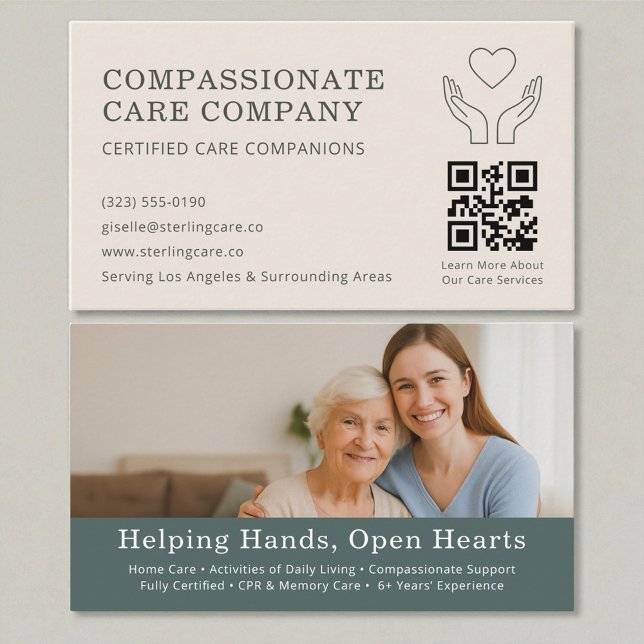 Carte De Visite Nursing & Senior Support QR Code (Créateur téléchargé)
