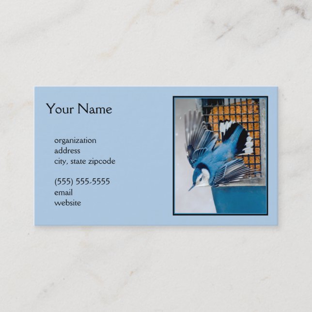 Carte De Visite Nuthatch à poitrine blanche en neige - Photo origi (Devant)